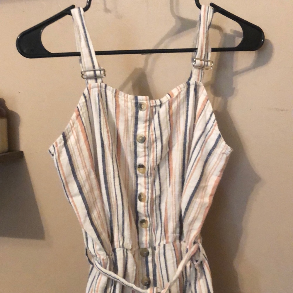 Deja Bleu Striped Jumpsuit with belt